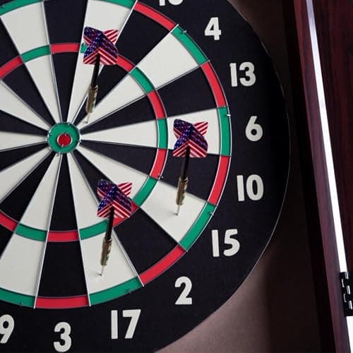 Dart Board Cabinet Set with 18-inch Dartboard, 6 Steel-Tip Darts, and Chalkboard Scoring for Game Rooms, Man Caves, and Home Bars by Trademark Poker thumbnail 4