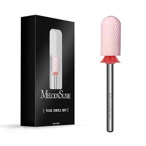 MelodySusie Ceramic Nail Drill Bit, 3/32'' Smooth Round Top Large Barrel Bits, Suitable for Manicure Pedicure Cuticle Gel Polishing, Beginners Bits, Pink, Series Bit-S, Fine - Image 1