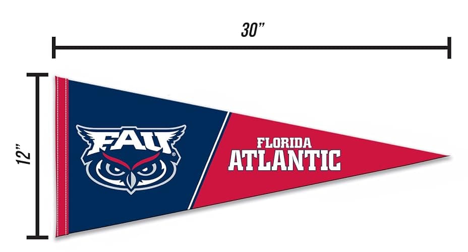 Rico Industries NCAA Florida Atlantic Owls Exclusive 12" x 30" Soft Felt Pennant - EZ to Hang - Home Décor (Game Room, Man Cave, Bed Room) thumbnail 3
