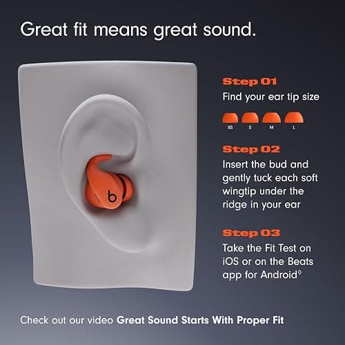 Beats Powerbeats Fit - Wireless Noise Cancelling Workout Earbuds with Secure-Fit Wingtips, Up to 30-Hour Battery Life, Sweat & Water Resistant, Apple & Android Compatible - Spark Orange thumbnail 3