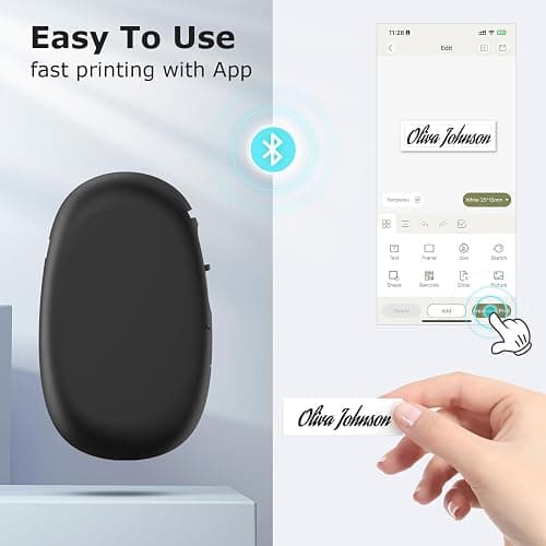 SUPVAN E10 Bluetooth Label Maker Machine with Tape, Continuous Waterproof Label, Versatile App with 35 Fonts and 1k+ Icons, Inkless Labeler for Home, Kitchen, School, Office Organization, Black thumbnail 3