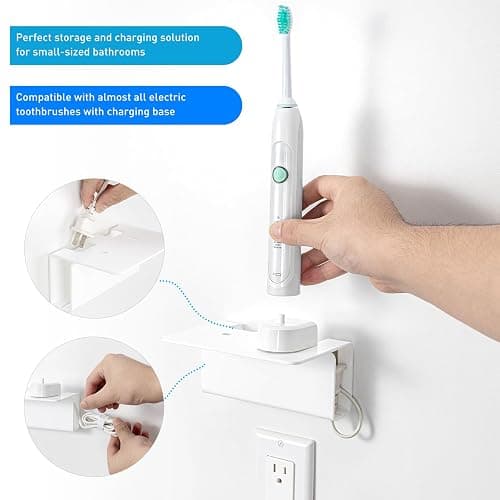 OAPRIRE Electric Toothbrush Holder for Bathroom, Acrylic Electric Toothbrush Holder Wall Mounted Come with Cable Organizer, Saving Space and Convenient Charging - White - White thumbnail 5