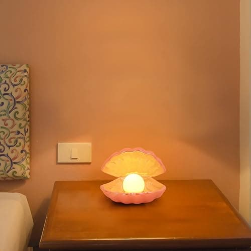 IMIKEYA Shell Pearl Light LED Accent Lamp Portable Night Light Pearl in Shell Desktop Ornament Home Decor for Bedroom Living Room (Pink) - Pink thumbnail 9