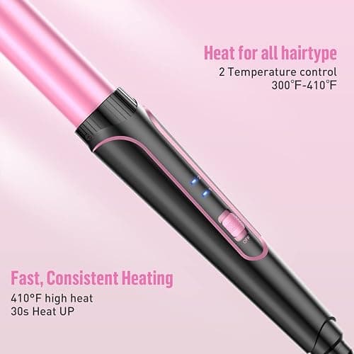 Waver Curling Iron Wand - BESTOPE PRO 5 in 1 Curling Wand Set with 3 Barrel Hair Crimper for Women, Fast Heating Crimper Wand Curler in All Hair Type, Women Gifts - Pink thumbnail 4