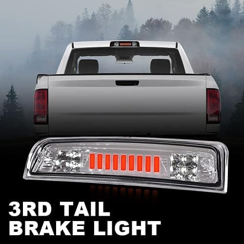 PIT66 LED Bar 3rd Brake Light, Compatible with 2009-2017 Dodge Ram 1500 2500 3500 I Type High Mount Stop Light Rear Tail Cargo Lamps Clear Lens Chrome Housing thumbnail 7