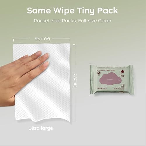 Bc Babycare Cloud Moist Baby Travel Wipes, 6 Pack, On The Go Pocket Size, Ultra Thick, 99% Water, Unscented, Hypoallergenic for Sensitive Skin, Biodegradable thumbnail 2