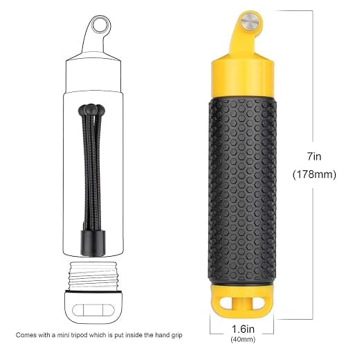 GEPULY Floating Hand Grip for GoPro Mission 1 DJI Action 6 Insta360 AKASO | With Mini Tripod Stand 316 Stainless Steel Handle Mount Waterproof Selfie Stick Accessories Action Camera Underwater Monopod thumbnail 4