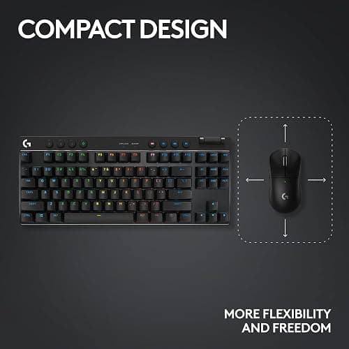 Logitech G PRO X TKL LIGHTSPEED Wireless Gaming Keyboard, Ultra-Portable Tenkeyless Design, LIGHTSYNC RGB, PBT keycaps, Clicky Switches (GX Blue) - Black thumbnail 7