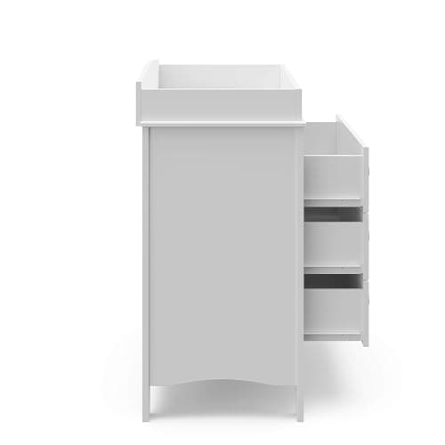 Graco Noah 3 Drawer Chest with Changing Topper (White) – GREENGUARD Gold Certified, Baby Dresser With Changing Table Top, Dresser for Nursery, 3 Drawer Kids Dresser - White - 3 Drawer Chest thumbnail 11