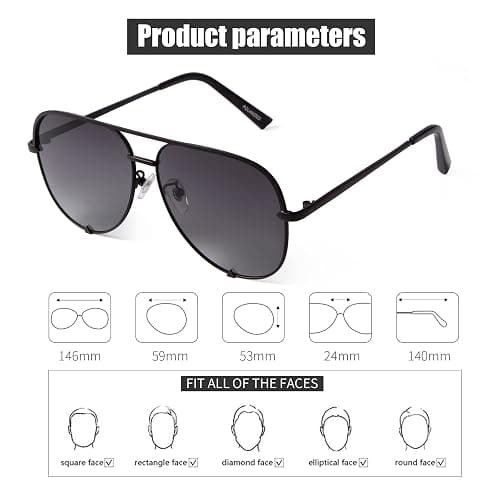 SORVINO Oversized Aviator Sunglasses for Women Men Big Large UV Protection | Fashion Black Faded Classic Retro Sun Glasses thumbnail 3