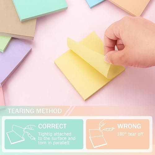 Sticky Notes 3x3inch, 8 Pads Self-Stick Notes, 8 Pastel Multi Colors with Gray Note Pads, Suitable for School, Home, Office, 80 Sheets/Pad thumbnail 5