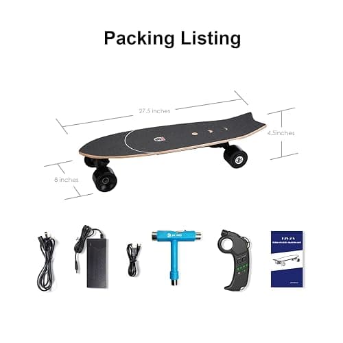 Electric Skateboard Electric Longboard with Remote Control Electric Skateboard,350W Hub-Motor,12.4 MPH Top Speed,5.2 Miles Range,3 Speeds Adjustment, 6 Months Warranty thumbnail 6