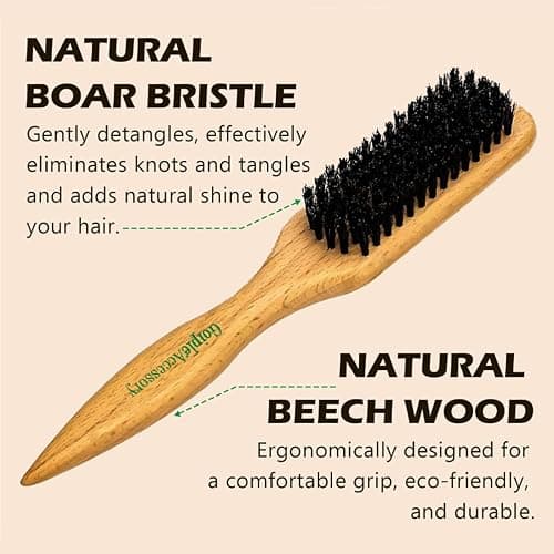 Slick Back Hair Brush & Wax Stick Set for Slick Back Hair – Teasing Boar Bristle Hair Brush for Sleek, Control, Flyaways & Baby Hairs – Wax Stick for Women Sectioning & Smoothing Ponytail Bun - bristle brush & wax stick-2pcs thumbnail 2