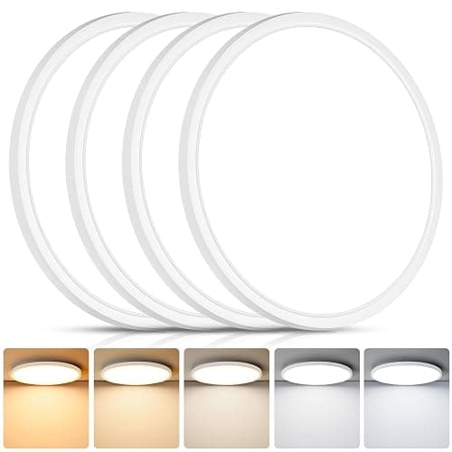 Brightever 4Pack LED Flush Mount Ceiling Light Fixture, 12 Inch 24W, Super Slim 0.67 Inch, 3200LM, Dimmable & 2700K-6500K 5 Color Selectable LED Ceiling Lights for Bedroom - 5CCT-White - 12 Inch-4 Packs - Image 1