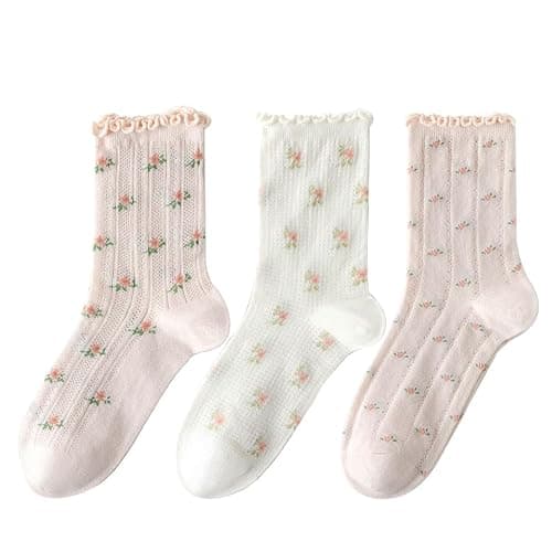 LOUIE SILNA Women Ankle Socks,Sports Breathable Fashion Lace Flash stitching flowers Frilly Ankle Socks - Image 1