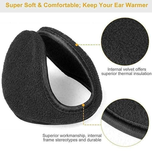 Gelante Unisex Classic Fleece Earmuffs for Cold Weather. Ear Warmer Behind the Head. thumbnail 3