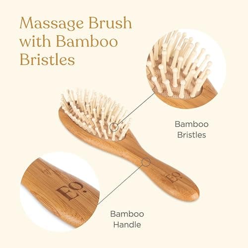 ELLAOLA Natural Bamboo Hair Brush & Comb Set, 3 Piece - Cradle Cap Brush, Massage Hair Brush, Bamboo Comb for Toddlers, Newborns & Infants I Baby Registry Gift thumbnail 5