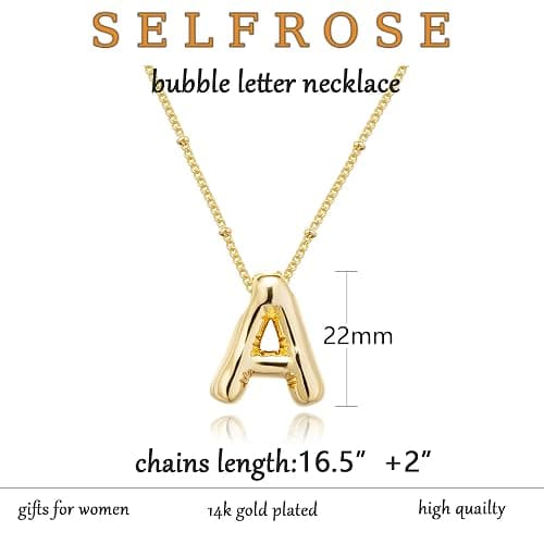 SELFROSE Initial Necklaces for Women,Trendy Gold Letter Necklace Dainty Gold Letter Necklace Chunky Initial Pendant Charm Custom Name Jewelry for Women Gifts thumbnail 5