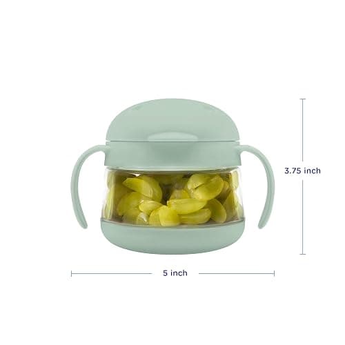 Ubbi Tweat No Spill Snack Container for Kids, BPA-Free Tritan, Toddler Snack Container, Sage & Pink thumbnail 3