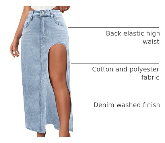 CHARTOU Women's Sexy High Split Slim Fit Maxi Long Pencil Denim Jean Skirt thumbnail 4