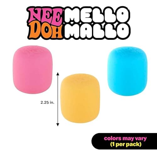 NEEDOH Mello Mallo - Marshmallow Fidget Toy For Kids, Nee Doh Stress Balls, Squishy Fidgets, Sensory Squidgy Toys For Anxiety Relief, Safe Non-Toxic Dough Texture, Age 3 Year Olds + thumbnail 3