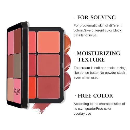 HOSAILY 12 Colors Cream Blush Palette Matte Blush Contour and Highlight Blush Palette Waterproof and Long Lasting Blush Cream Makeup Palette thumbnail 2