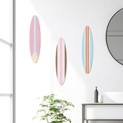 Zzbakress 3 Pieces Cute Surfboard Wall Decor Beachy Room Decoration Wood Surfboard Wall Hanging Sign Beach Themed Room Decor Room Decor for Living Room Bedroom Bathroom (Medium) thumbnail 7