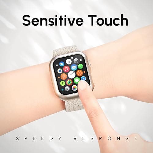 Magnetic Braided Stretchy Bands Compatible for Apple Watch Band and Case 40mm 41mm 42mm 44mm 45mm 46mm, Nylon Elastic Solo Loop with Screen Protector Cover for iWatch Series 10 9 8 7 6 5 4 3 11 SE 2 1 thumbnail 3
