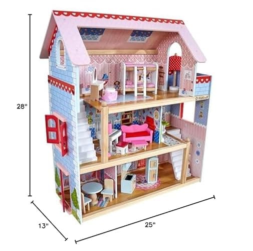 KidKraft Chelsea Doll Cottage Wooden Dollhouse with 16 Accessories, Working Shutters, for 5-Inch Dolls thumbnail 3
