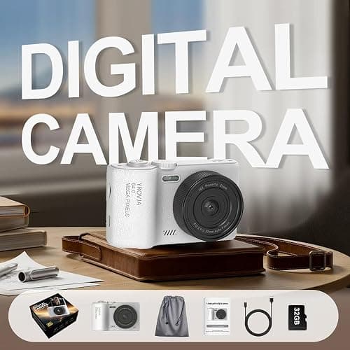4K Digital Camera for Photography and Video, 2025 Latest 64MP Vlogging Camera for YouTube with 32G TF Card 180°Flip Screen Compact Travel Camera 16X Zoom, Anti-Shake,Suitable for Beginners, White thumbnail 5