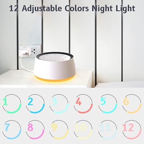 Brown Noise Sound Machine with 30 Soothing Sounds 12 Colors Night Light White Noise Machine for Adults Baby Kids Sleep Machines Memory Function 36 Volume Levels 5 Timers for Home Office Travel thumbnail 3