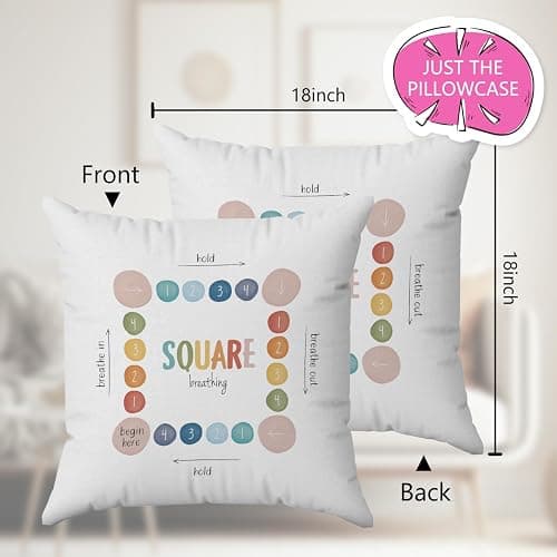Counseling Office mental health decor feelings pillow covers 18x18, Calm Down Corner Supplies Decor, Counseling Office Must Haves, classroom calming corner kids School Psychology Therapist Gifts - White thumbnail 3