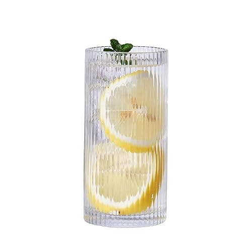 Eden & Willow Striped Highball Glasses | Durable and Stylish, Tumblers for Cocktails, Hot and Cold Drinks (Set of 6, 350ml) thumbnail 6