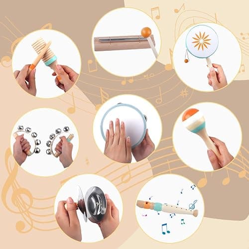 Toddlers Musical Instruments-Baby Montessori Wooden Musical Toys for Toddlers 1-3 Year Old,Kids Percussion Instruments Toy for Preschool Kids,Christmas Birthday Gift for Baby Boys Girls thumbnail 5