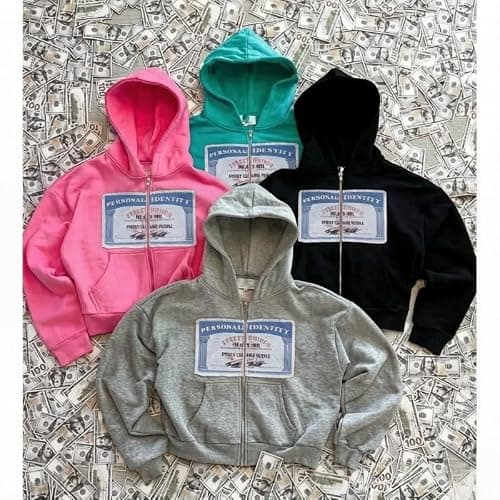 GGOOB Zip up Hoodie Y2k Oversized Graphic Hoodies Unisex Grunge Jackets Streetwear Vintage 2000s Emo Clothes thumbnail 4