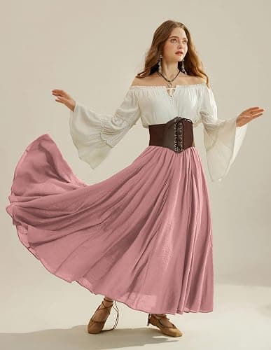 Scarlet Darkness Maxi Skirts for Women Long Flowy Boho Renaissance Skirt with Pockets thumbnail 8