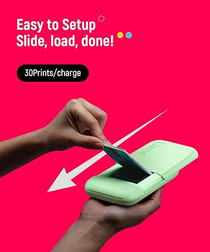 Liene Pearl K100 Photo Printer, 2x3” Mini Portable Instant Phone Printer 50 Zink Adhesive Paper, Bluetooth 5.2 Compatible w/iOS & Android, Small Color Picture Printer for iPhone Smartphone Green thumbnail 4