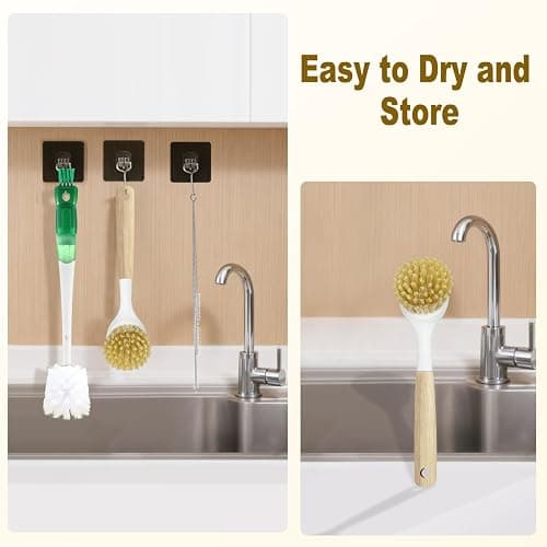 XYFuuee 5 Pack Dish Bottle Brush Set with 5-in-1 Cup Cleaning Brush, Dish Scrub Long Handle Brush with Scraper Tip, 3 Straw Cleaner Brushes for Stanley, Washing Kitchen Sink Pot Pan Water Bottle Stove thumbnail 7