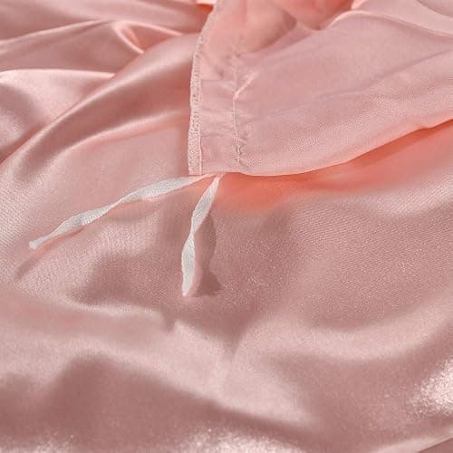Lanqinglv Bettwäsche Set 135x200cm 2 Teilig Rosa Satin Seide Seidig Luxus Bettbezug mit Reißverschluss und Kissenbezug 80x80cm thumbnail 6
