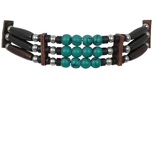 outROAR Gear American Indian Style Bone Choker Necklace, Black/Teal Traditional Native Inspired Hairpipe Beads - Image 1