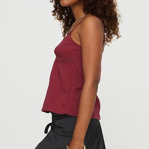 YYDSTYLE Women Y2k Lace Trim Cami Top Spaghetti Strap V Neck Peplum Camisole Summer Cute Fairy Aesthetic Babydoll Tank Tops thumbnail 4