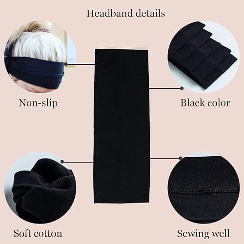MLMOMVME 6 Pcs Black White Headbands for Women Hair Cotton Headband Non-slip Stretchy Elastic Head Wrap Holder Hair Accessories thumbnail 4
