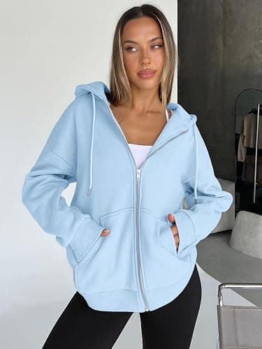 Trendy Queen Womens Zip Up Hoodies 2026 Oversized Sweatshirt thumbnail 3
