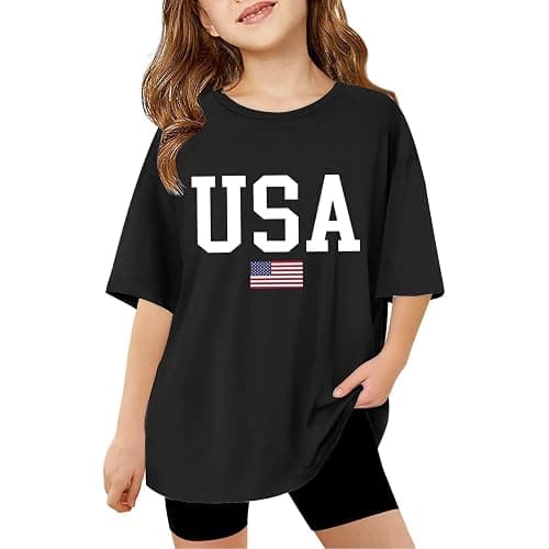 California T Shirts for Girls Letter Print Graphic Tees Oversized Casual Loose Drop Shoulder Short Sleeve Basic Summer Tops - Image 1