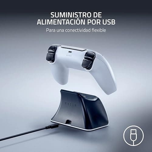Razer Universal Quick Charging Stand - Para el mando DualSense de PlayStation 5 (carga rápida, diseño de soporte curvo, alimentación USB, navegación con una sola mano) Negro Midnight thumbnail 6