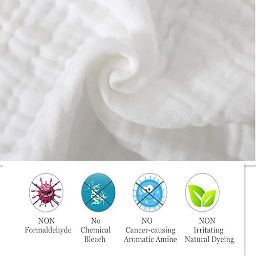 Baby Muslin Washcloths and Burp Cloths, Soft Absorbent Face Towels for Newborns,Natural Cotton Wipes for Sensitive Skin,Registry as Shower Gift, 10 Pack 12x12 inches by MUKIN (White) thumbnail 2