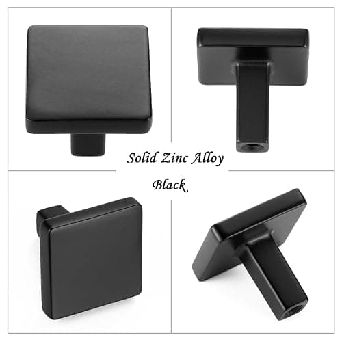 ASKANO 20 Pack 1-1/8 Inch, Square Matte Black Cabinet Knobs Black Drawer Knobs Black Cabinet Pulls, ZK2401 Solid Kitchen Hardware for Cabinets Drawers Bedroom Dresser Bathroom Vanity Cupboard thumbnail 4