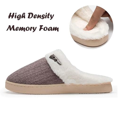 NineCiFun Women's Slip on Fuzzy Slippers Memory Foam House Slippers Outdoor Indoor Warm Plush Bedroom Shoes Scuff with Faux Fur Lining thumbnail 4