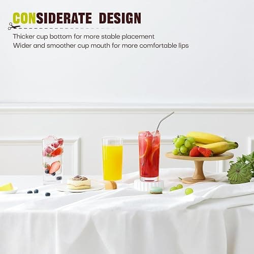 OUWO Highball Glasses Set of 12, 16oz Tall Drinking Glasses, Water Glass for Kitchen, Tom Collins Glasses, Mojito Glass Cups, Cocktail Glasses for Bar Glassware thumbnail 2