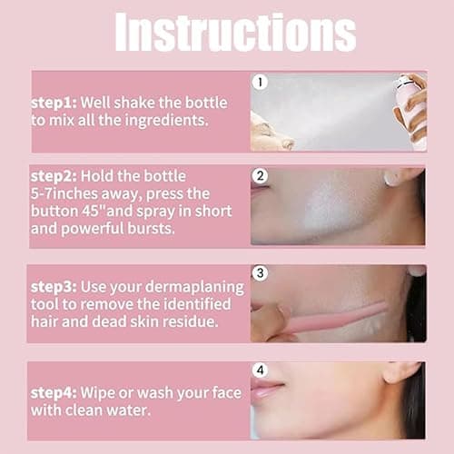 Hair Identifier Spray For Face Shaving, Hair Identifying Spray, Face Hair Identifier Spray, Moisturizing And Skin Care Dermaplaner Set Spray, suitable for all skin types(1 Spray + 4 Razors) thumbnail 6